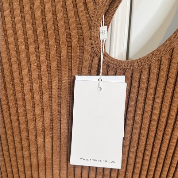 New Anine Bing Dress Medium Womens Victoria Turtleneck Shoulder Cut Out Midi L - Picture 7 of 9